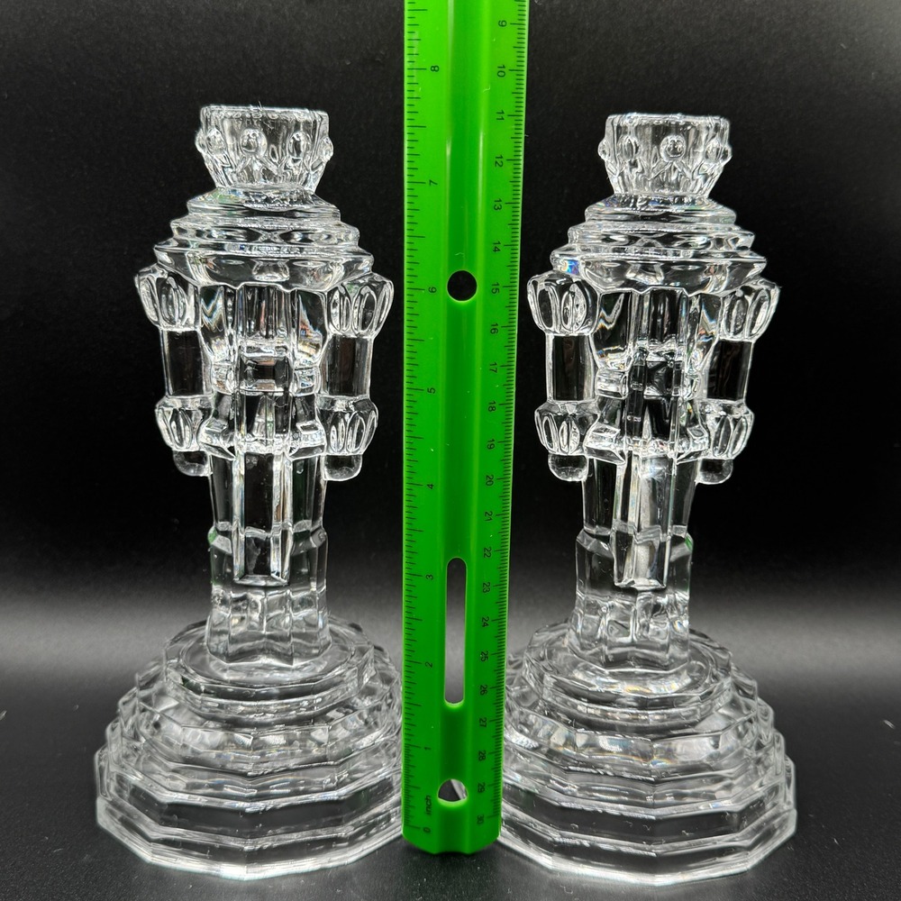 Vintage Crystal Nutcracker Princess House Candlestick Holders 2 Heavy Holiday - Picture 4 of 9